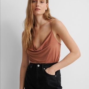 Satin pink cowl neck tank